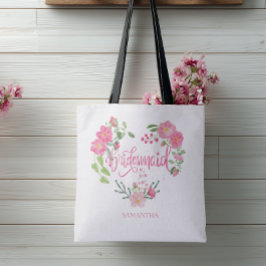Bridesmaid Floral Personalized Name トートバッグ