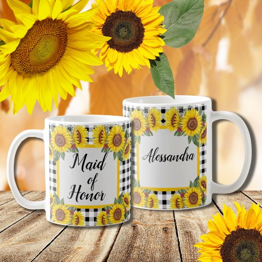 Bridesmaid Gift Personalized Sunflowers Mug コーヒーマグカップ