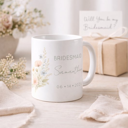 Bridesmaid Gift Wildflower Garden Personalized コーヒーマグカップ