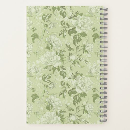 Bridesmaid Green Floral Pattern Swatch ノートブック (裏面)