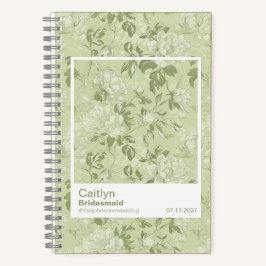 Bridesmaid Green Floral Pattern Swatch ノートブック