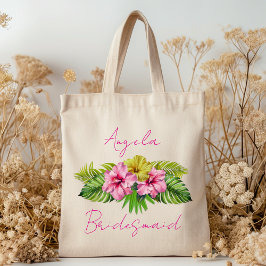 Bridesmaid Hibiscus Flowers Personalized Bag トートバッグ