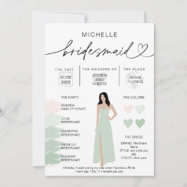 Bridesmaid Info SageカラーパレットインフォグラフィックInv 招待状