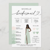 Bridesmaid Info SageカラーパレットインフォグラフィックInv 招待状 (正面/裏面)