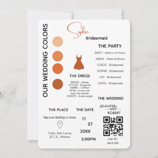 Bridesmaid Information Card | 焦げたオレンジ 招待状