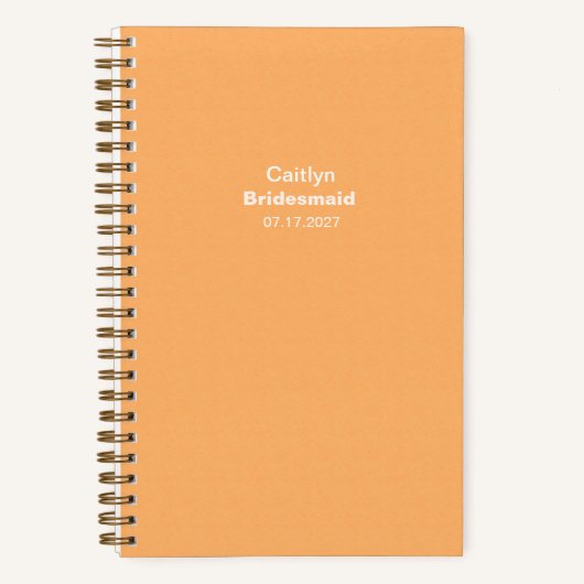 Bridesmaid Orange Typographic Notebook ノートブック (正面)