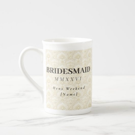 Bridesmaid | Ornamental Art Deco – Ivory Keepsake ボーンチャイナマグカップ (左)