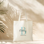 Bridesmaid Personalized Blue and Black Monogram トートバッグ