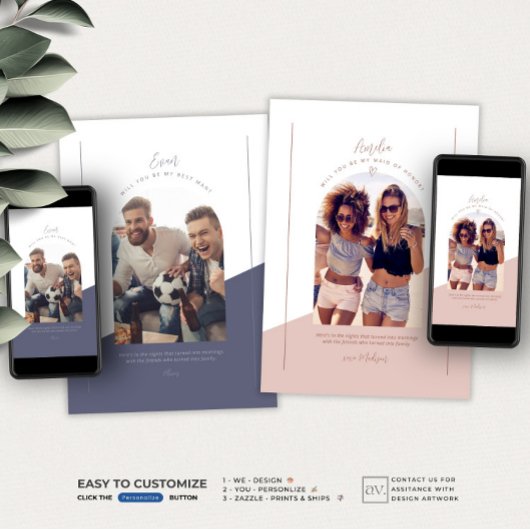 Bridesmaid Photo Personal Proposal Card 招待状