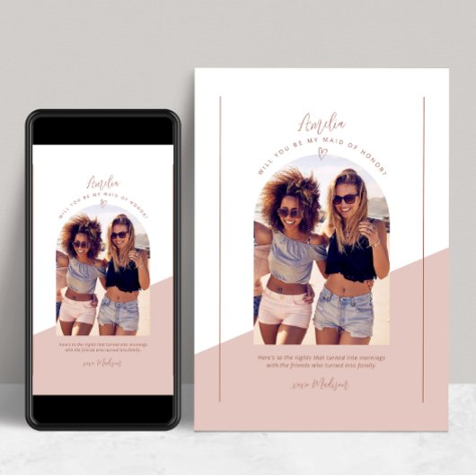 Bridesmaid Photo Personal Proposal Card 招待状