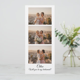 Bridesmaid Photo Strip 3 Photo Proposal Card 招待状