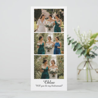 Bridesmaid Photo Strip 3 Pictures Proposal Card 招待状