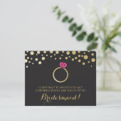 BRIDESMAID PROPOSAL CARDおもしろい ~ブラック&フェイク金ゴールド 招待状 (スタンド正面)