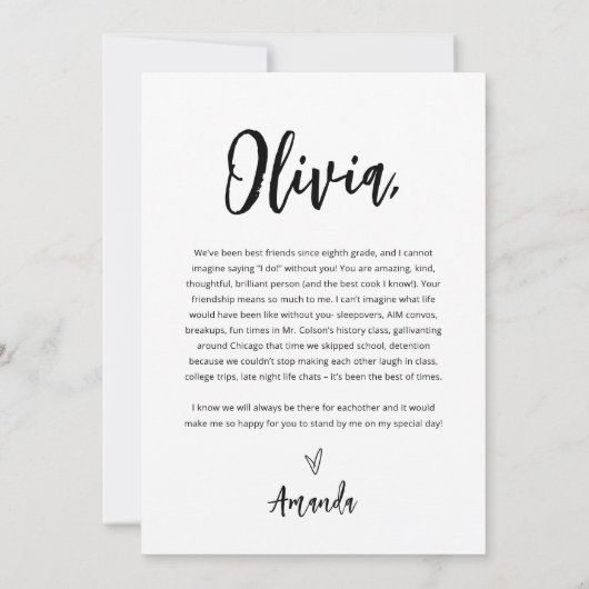 Bridesmaid Proposal Card with Photo 招待状 (裏面)