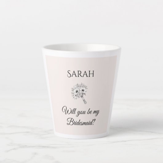 Bridesmaid Proposal Latte Mug | Elegant Flora カフェラテマグ (正面)