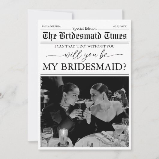 Bridesmaid Proposal Newspapard写真 招待状 (正面)