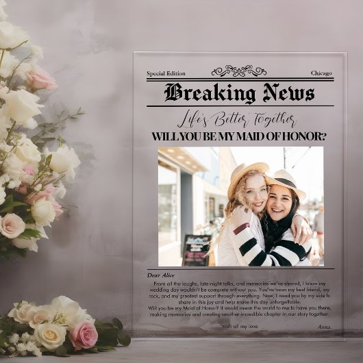 Bridesmaid Proposal Newspaper Cover 1写真 アクリル招待状
