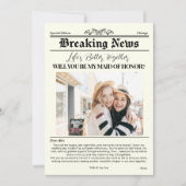 Bridesmaid Proposal Newspaper Cover 1写真 招待状 (正面)