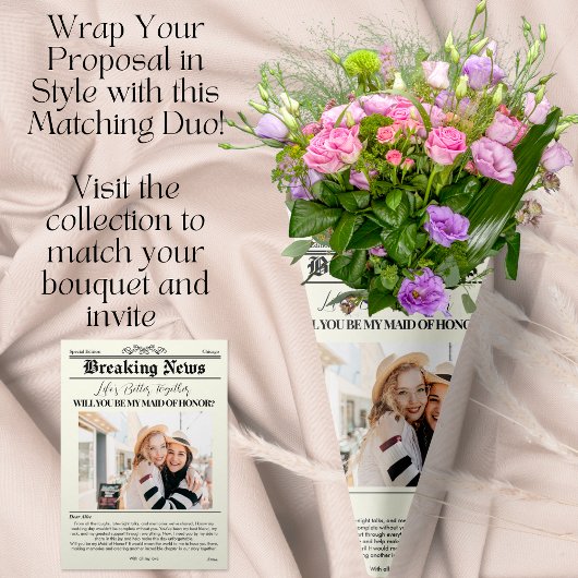 Bridesmaid Proposal Newspaper Cover 1写真 招待状