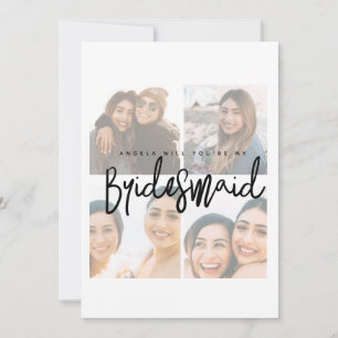 Bridesmaid propsal色あせた写真コラージフラットカード