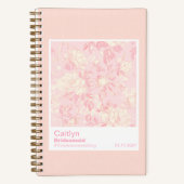 Bridesmaid Soft Peach Floral Pattern Swatch ノートブック (正面)