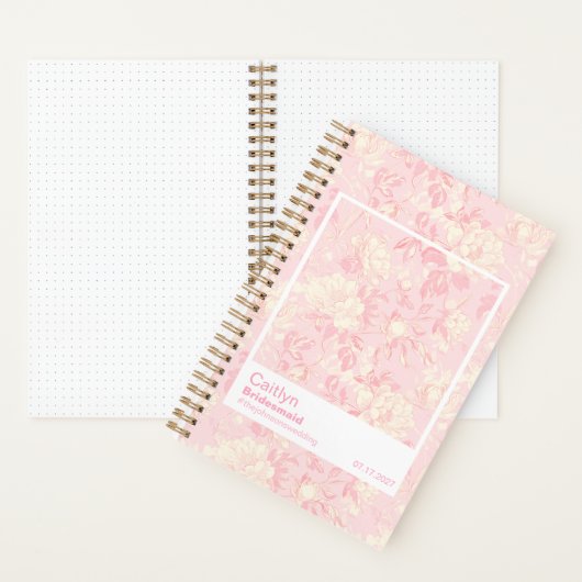 Bridesmaid Soft Peach Floral Pattern Swatch ノートブック (内側)