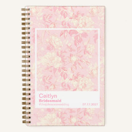 Bridesmaid Soft Peach Floral Pattern Swatch ノートブック