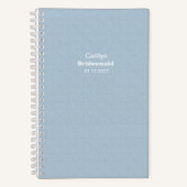Bridesmaid Textured Dusty Blue Typographic ノートブック (正面)
