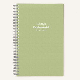 Bridesmaid Textured Grass Green Typographic ノートブック