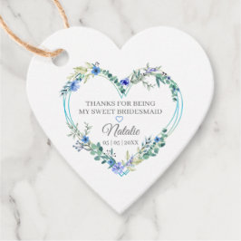 Bridesmaid Thank You Floral Heart Garland in Blue フェイバータグ