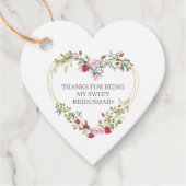 Bridesmaid Thank You Floral Heart Garland in Red フェイバータグ (正面)
