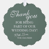 Bridesmaid Thank You Keepsake Wedding オーナメントカード (裏面)