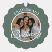 Bridesmaid Thank You Keepsake Wedding オーナメントカード (正面)