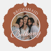 Bridesmaid Thank You Keepsake Wedding オーナメントカード (正面)