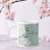 Bridesmaid Wedding Gift – Sage Green & Peonies ジャンボコーヒーマグカップ