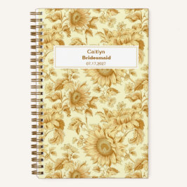Bridesmaid Yellow Sunflower Floral Pattern ノートブック