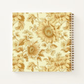 Bridesmaid Yellow Sunflower Floral Square Notebook ノートブック (裏面)
