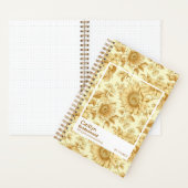 Bridesmaid Yellow Sunflowers Floral Pattern ノートブック (内側)