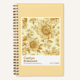 Bridesmaid Yellow Sunflowers Floral Pattern Swatch ノートブック