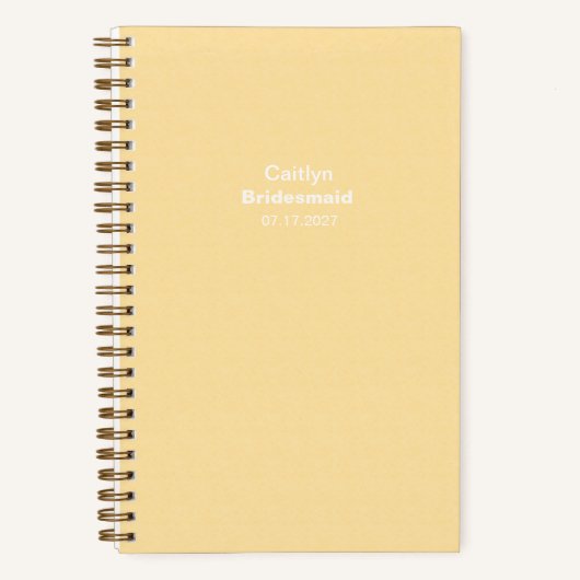 Bridesmaid Yellow Typographic Notebook ノートブック (正面)