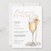 Bridesmaids Luncheon Champagne QR Code 招待状 (正面)