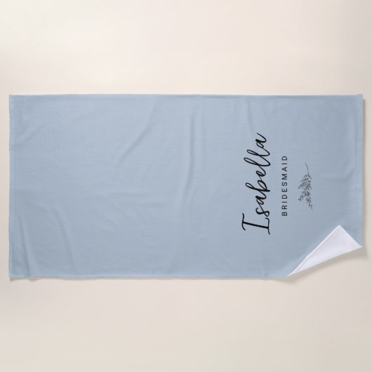 Bridesmaids Muted Blue with Botanical ビーチタオル (正面)
