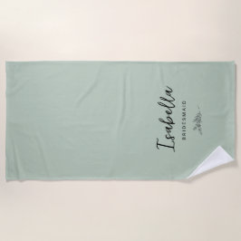 Bridesmaids Sage Green with Botanical ビーチタオル
