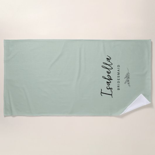 Bridesmaids Sage Green with Botanical ビーチタオル (正面)
