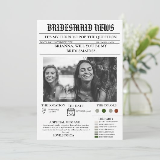 Bridesmais proposal newspaper+Bridesmaid info card 招待状 (スタンド正面)