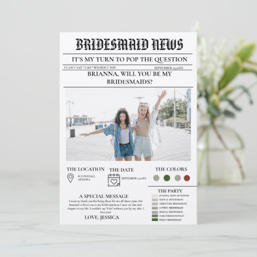 Bridesmais proposal newspaper+Bridesmaid info card 招待状 (スタンド正面)