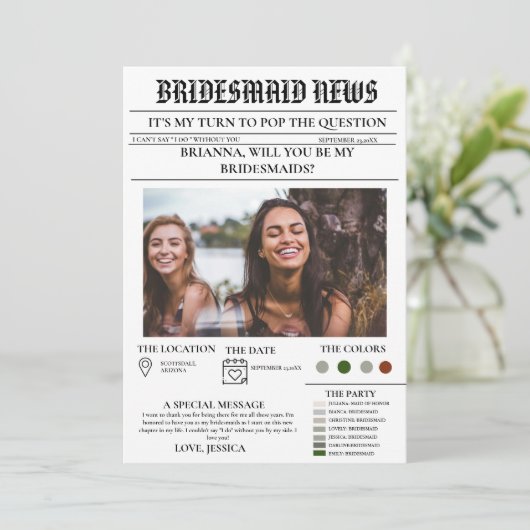Bridesmais proposal newspaper+Bridesmaid info card 招待状 (スタンド正面)