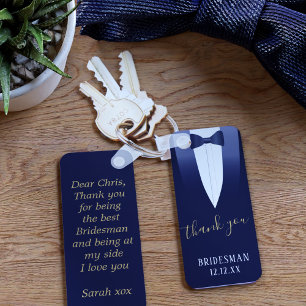 Bridesman Blue Tuxedo結婚 Keychainに感謝 キーホルダー