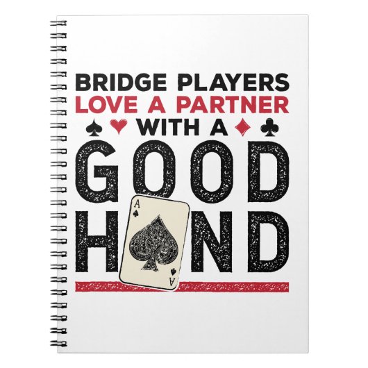 Bridge おもしろい PlayerパートナーのGood Hand ノートブック (正面)