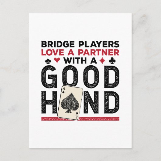 Bridge おもしろい PlayerパートナーのGood Hand ポストカード (正面)